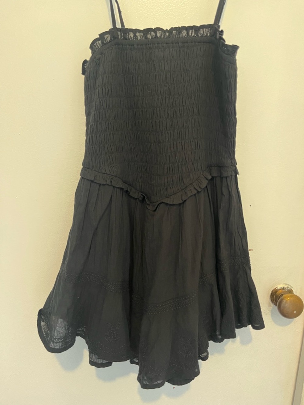 Black Smocked A-Line Mini Skort with Adjustable Spaghetti Straps BNWT